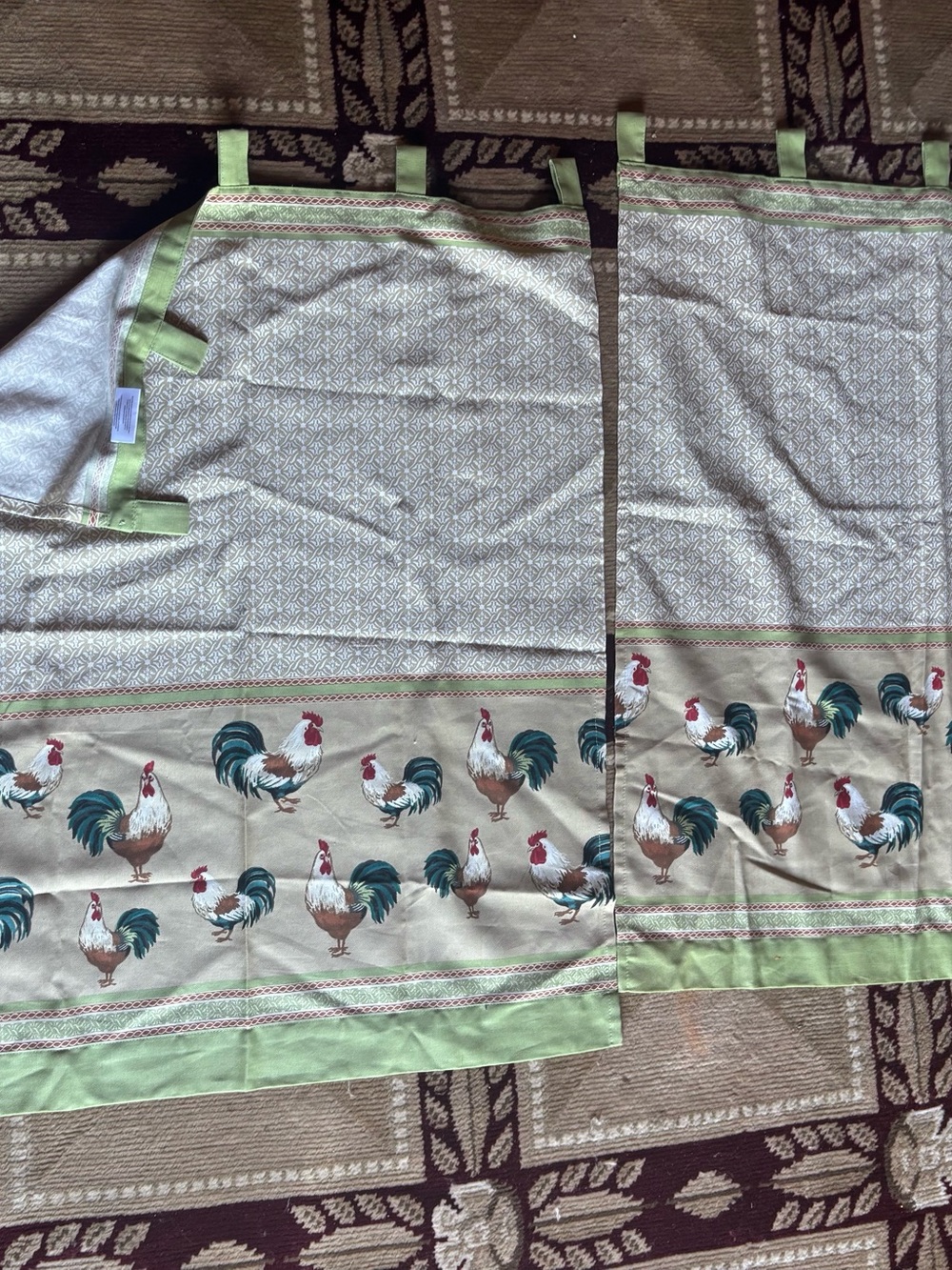 Better Homes And Gardens Cream and Green Patterned Curtain Panel